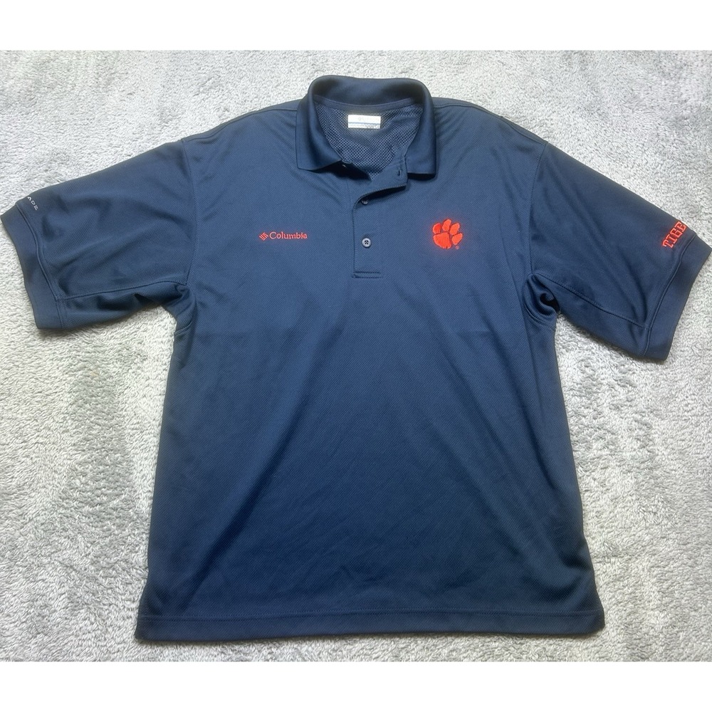 Columbia Clemson Tigers Polo Men's S‎ Navy PFG Omni-Shade Vented Logo Football